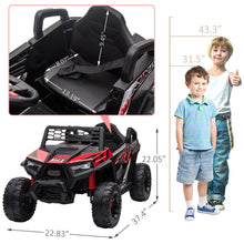 Load image into Gallery viewer, UWR-Nite 12V Kids Ride on Car, Electric Off-Road UTV Truck with Forward and Reverse Functions, Double Open Doors, Safety Belt, Horn, Music, and Lights for Kids Aged 3-5 Years
